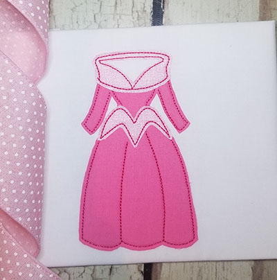 pink princess gown machine applique design